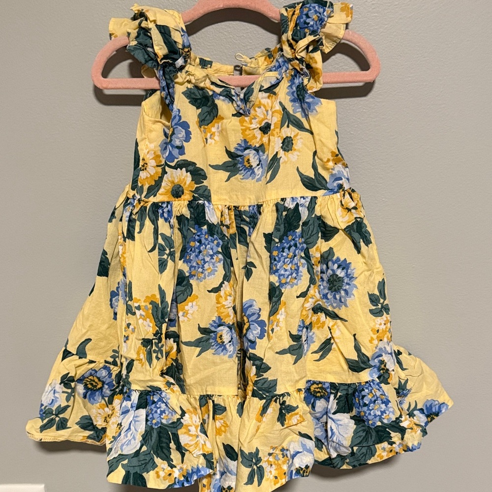 Floral Yellow and Blue Kids Dress